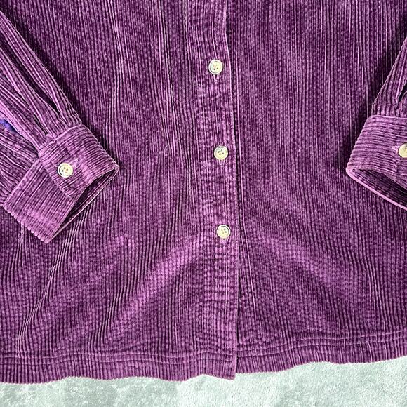 LL Bean Quilt Lined Cordoroy Jacket Sweater Women's M Purple Shacket Outdoor - Picture 3 of 10